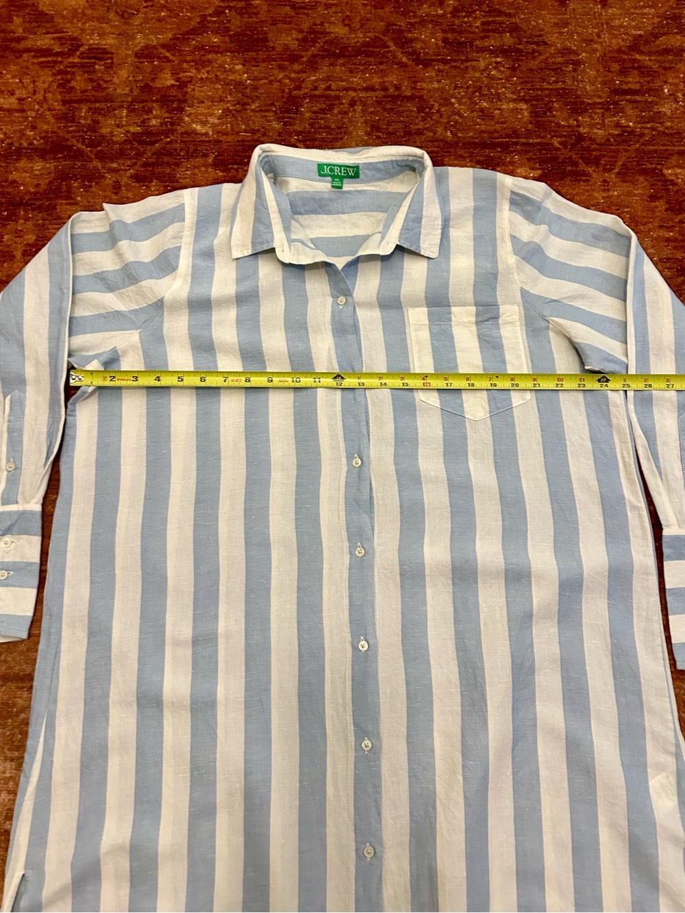 J. Crew Long Beach shirt in striped linen-cotton blend. Size XXL. - Picture 8 of 15
